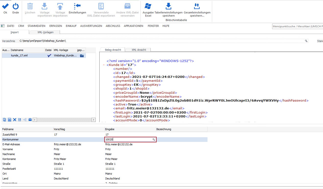 XML-Import